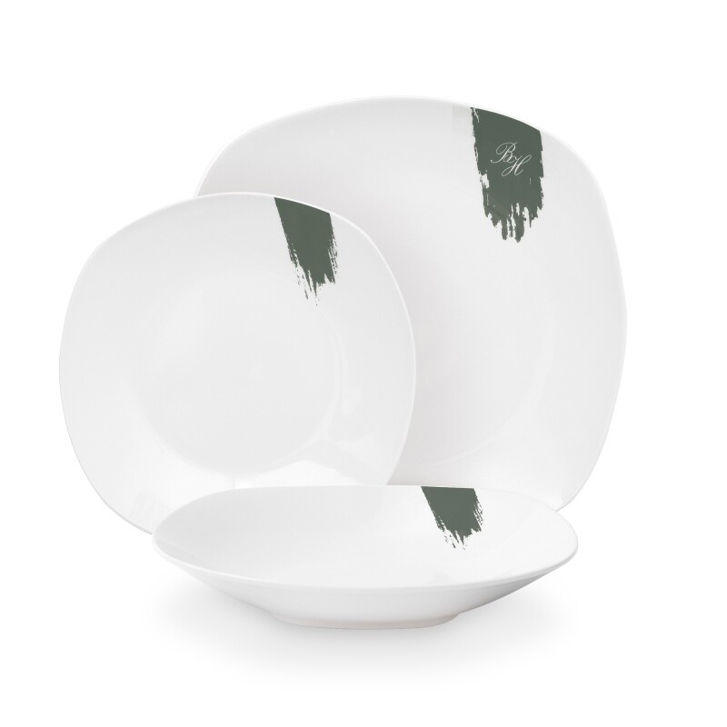 BERLINGERHAUS Jídelní sada talířů 18 ks Matte Green Collection bílá-zelená BH-10205