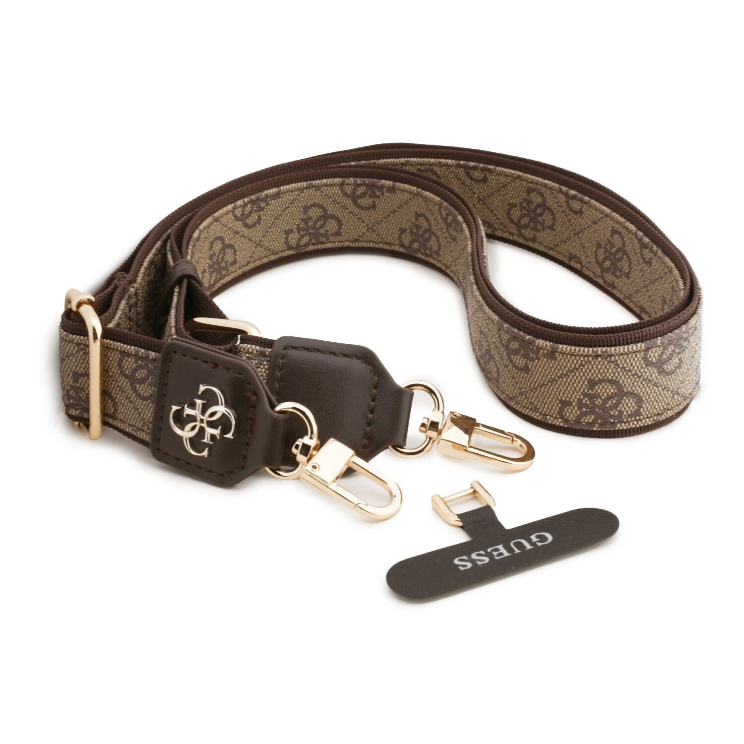 Popruh Guess Crossbody Popruh PU 4G Metal Logo, hnědá