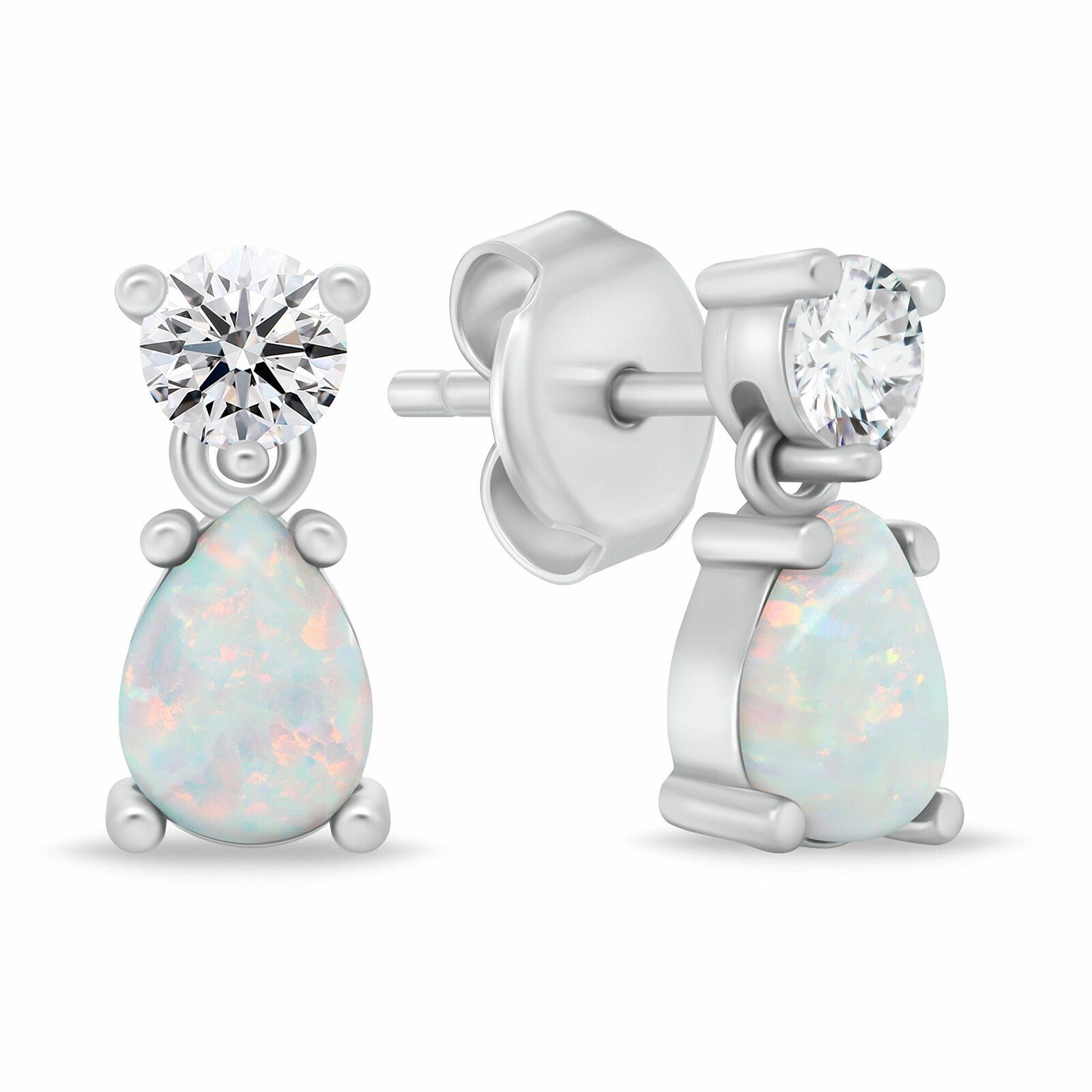 Brilio Silver Moderní stříbrné náušnice se syntetickými opály EA1187W