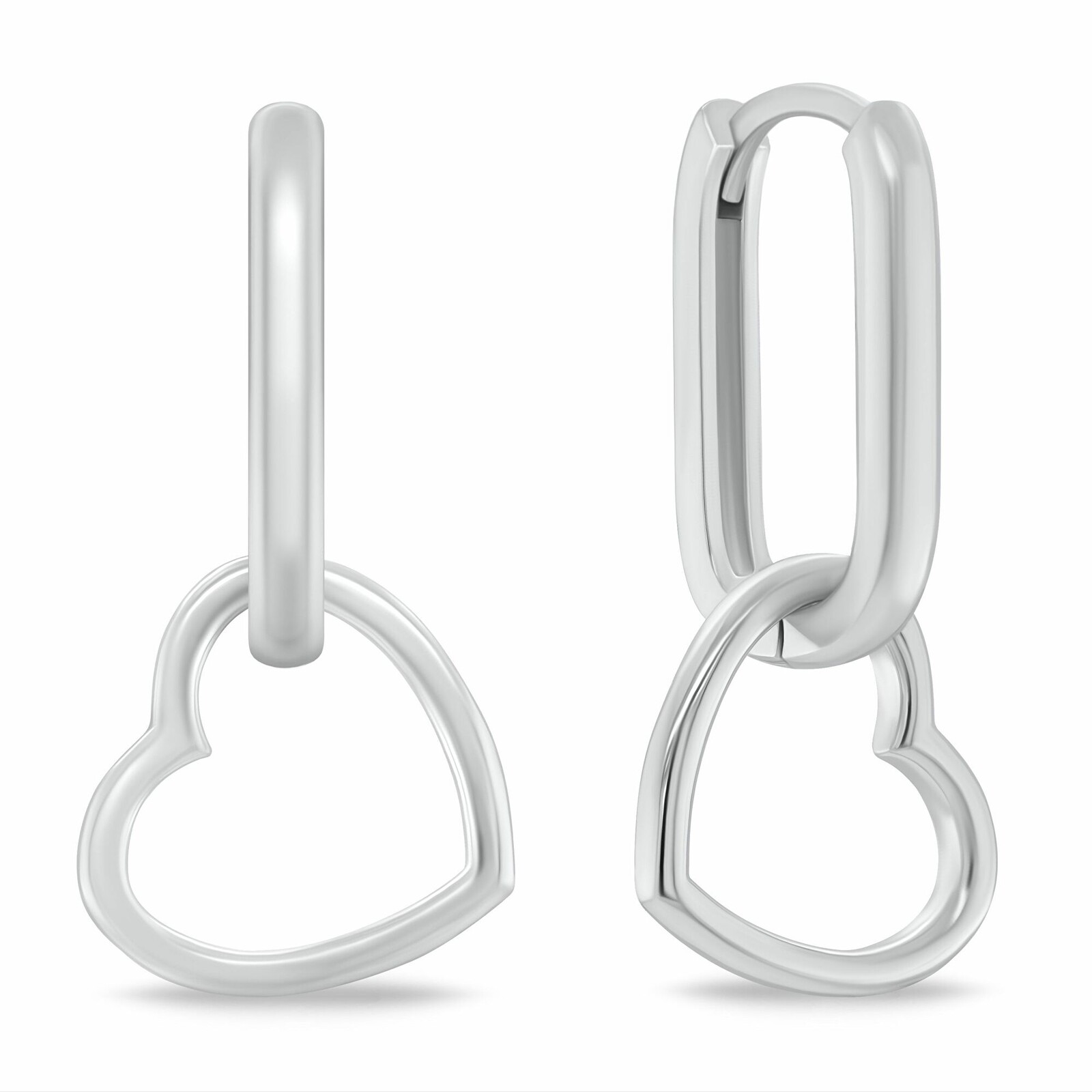 Brilio Silver Stříbrné oválné náušnice se srdíčky 2v1 EA1188W