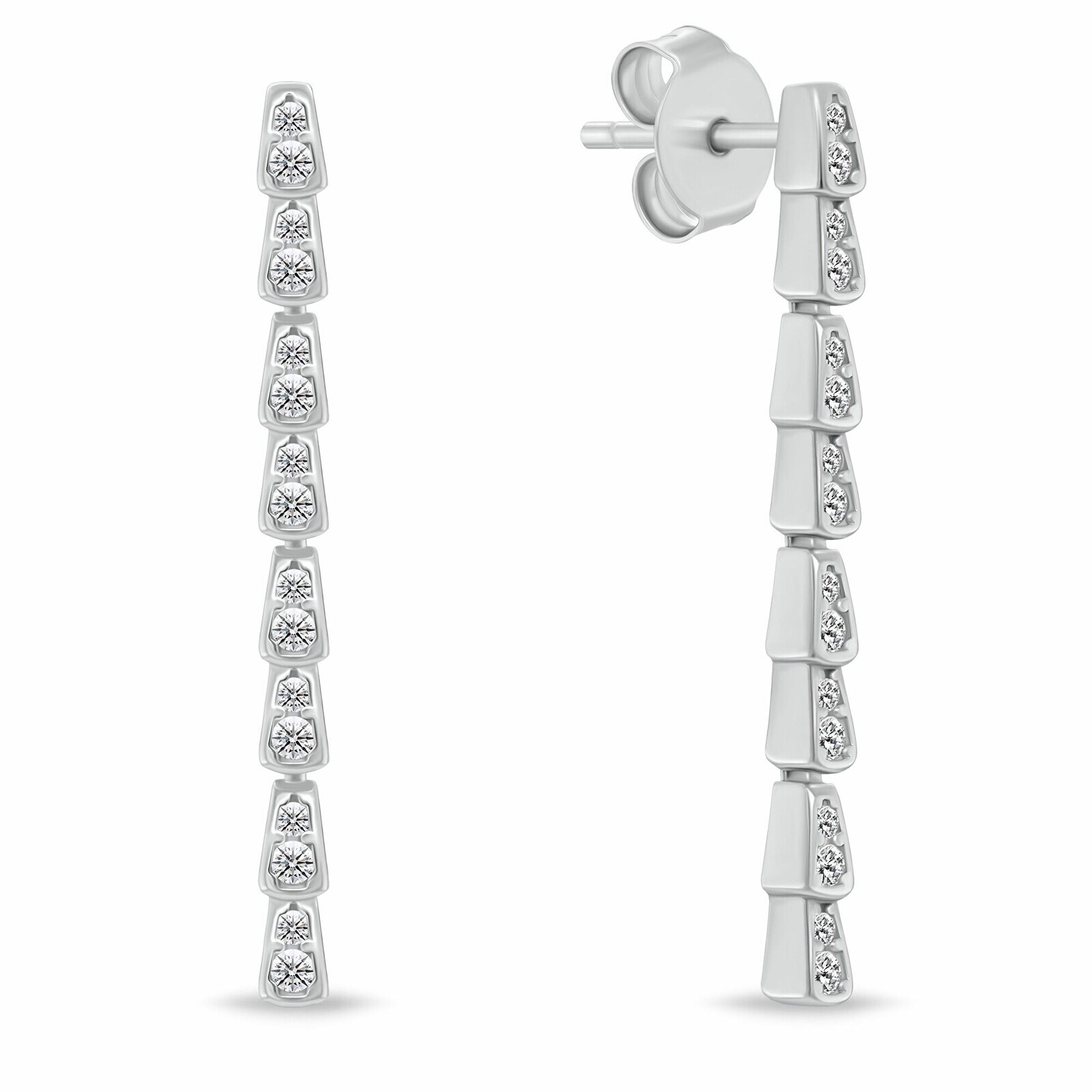 Brilio Silver Luxusní stříbrné visací náušnice se zirkony EA1191W