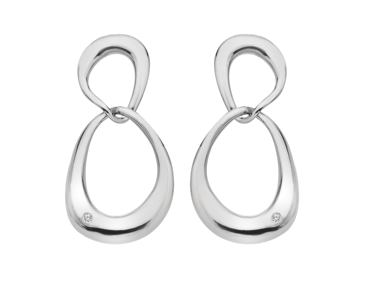 Hot Diamonds Půvabné stříbrné visací náušnice s diamanty Sleek DE742