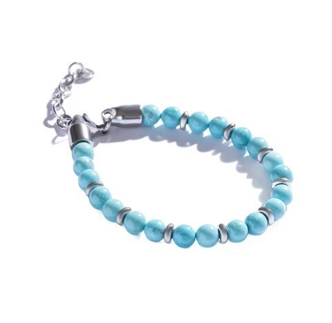Marc Malone Pánský korálkový náramek s tyrkysem MCGB5008