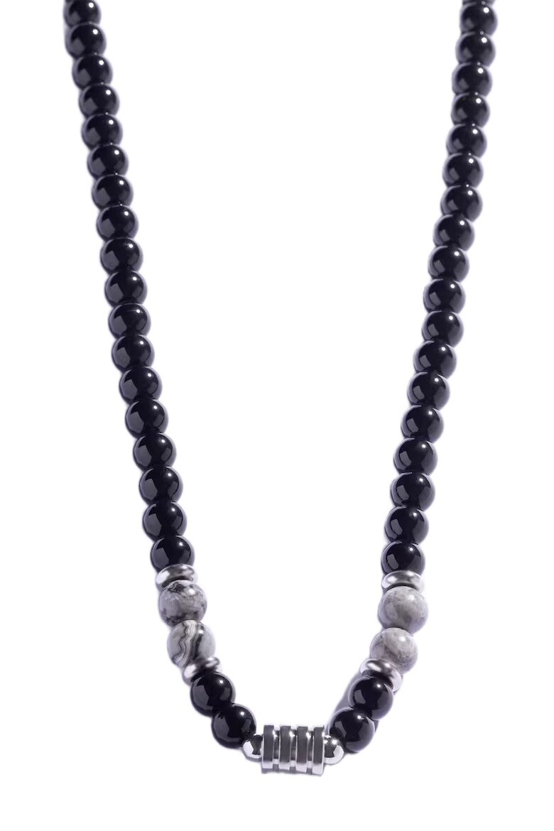 Marc Malone Pánský korálkový náhrdelník s šedým jaspisem MCGN5012