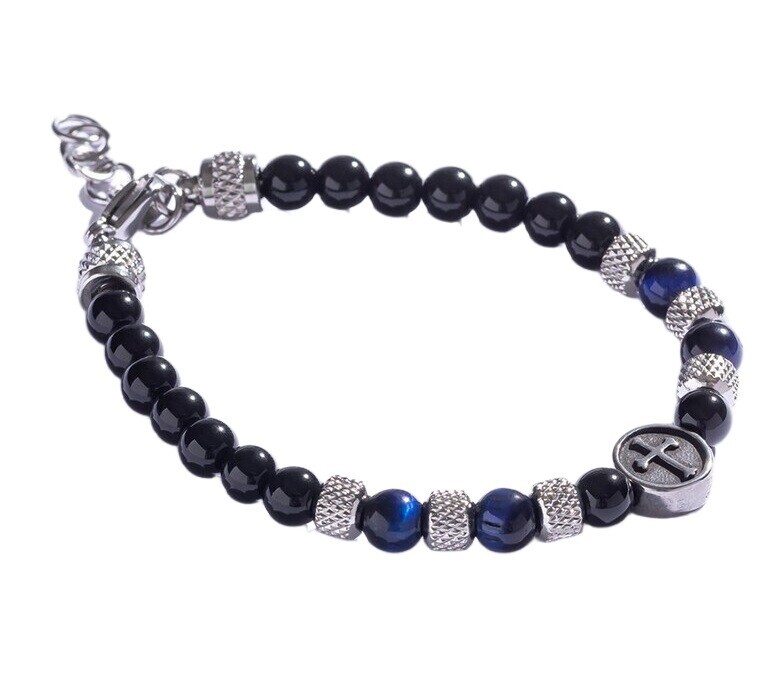 Marc Malone Korálkový náramek s modrým tygřím okem MCGB5016