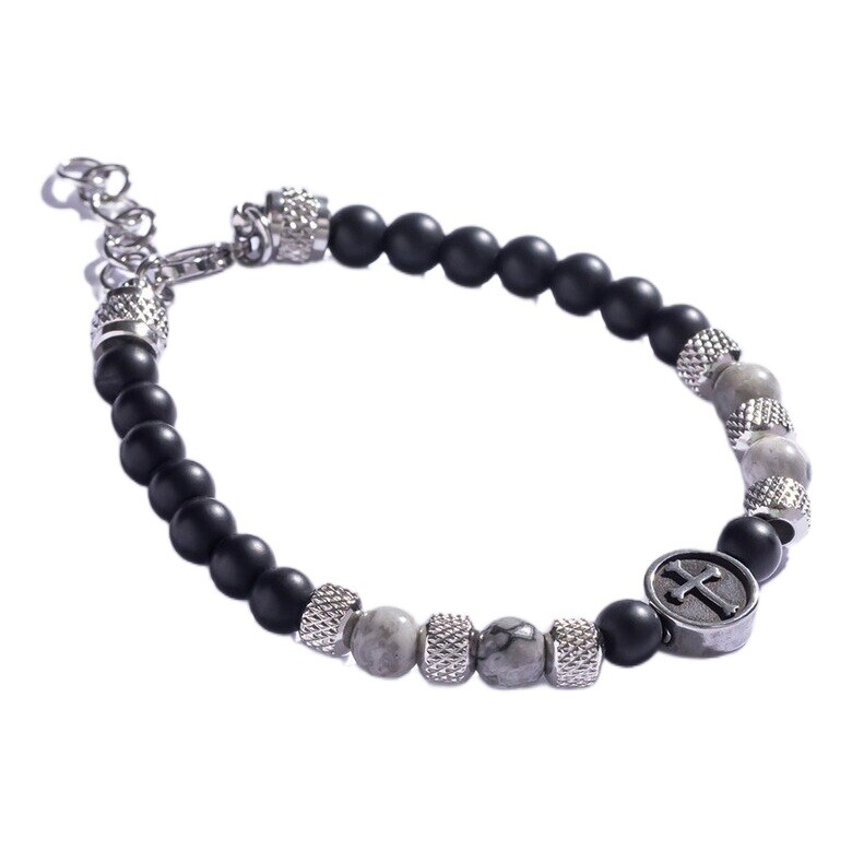 Marc Malone Korálkový náramek s šedým jaspisem MCGB5019