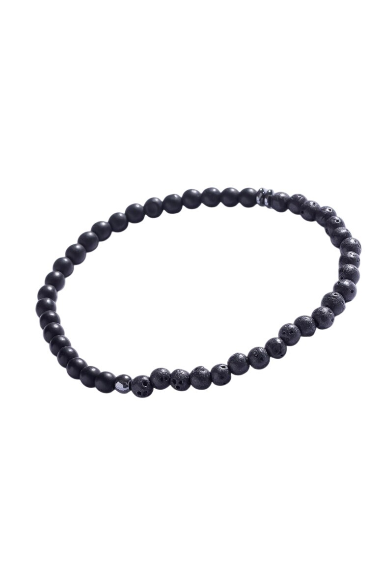 Marc Malone Pánský korálkový náramek s lávovým kamenem MCGB5109