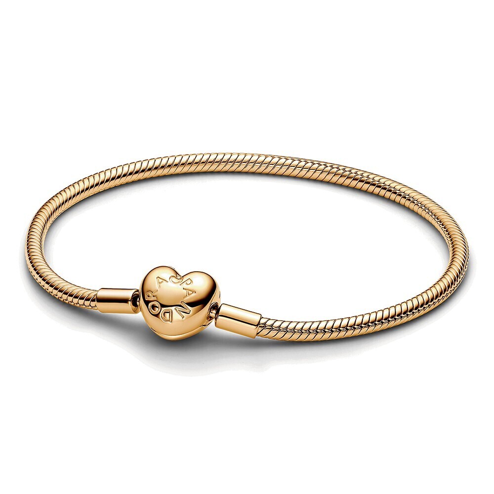 Pandora Romantický pozlacený náramek se srdíčkovým zapínáním Shine Moments 563050C00 20 cm