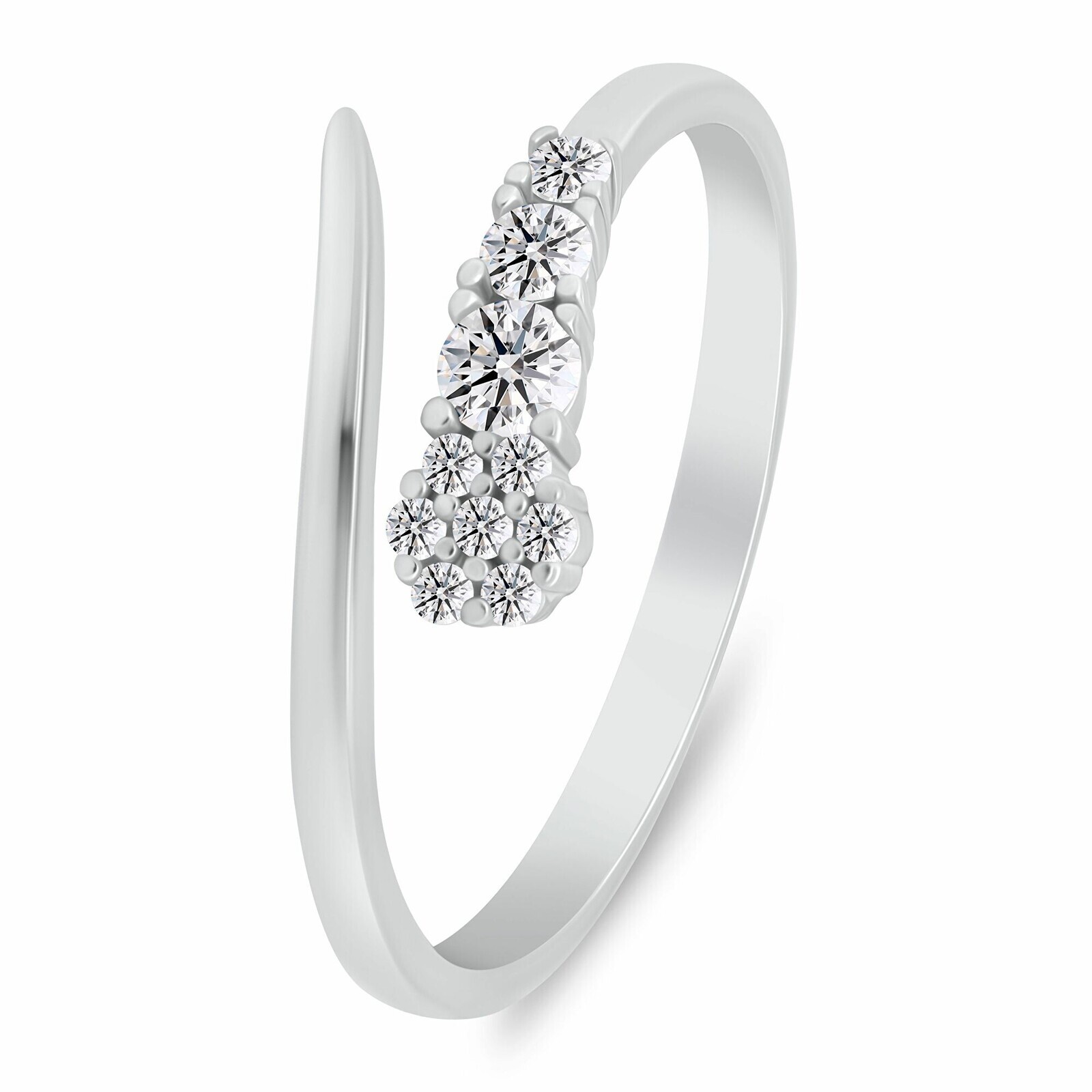 Brilio Silver Luxusní otevřený prsten s čirými zirkony RI153W 54 mm