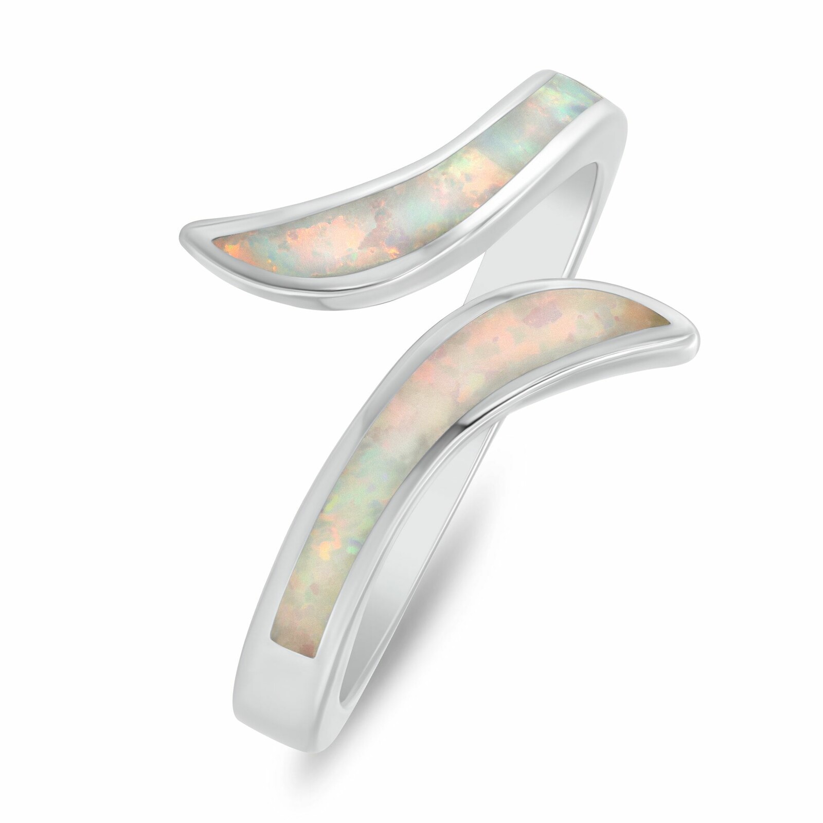 Brilio Silver Stříbrný otevřený prsten se syntetickým opálem RI155W 50 mm