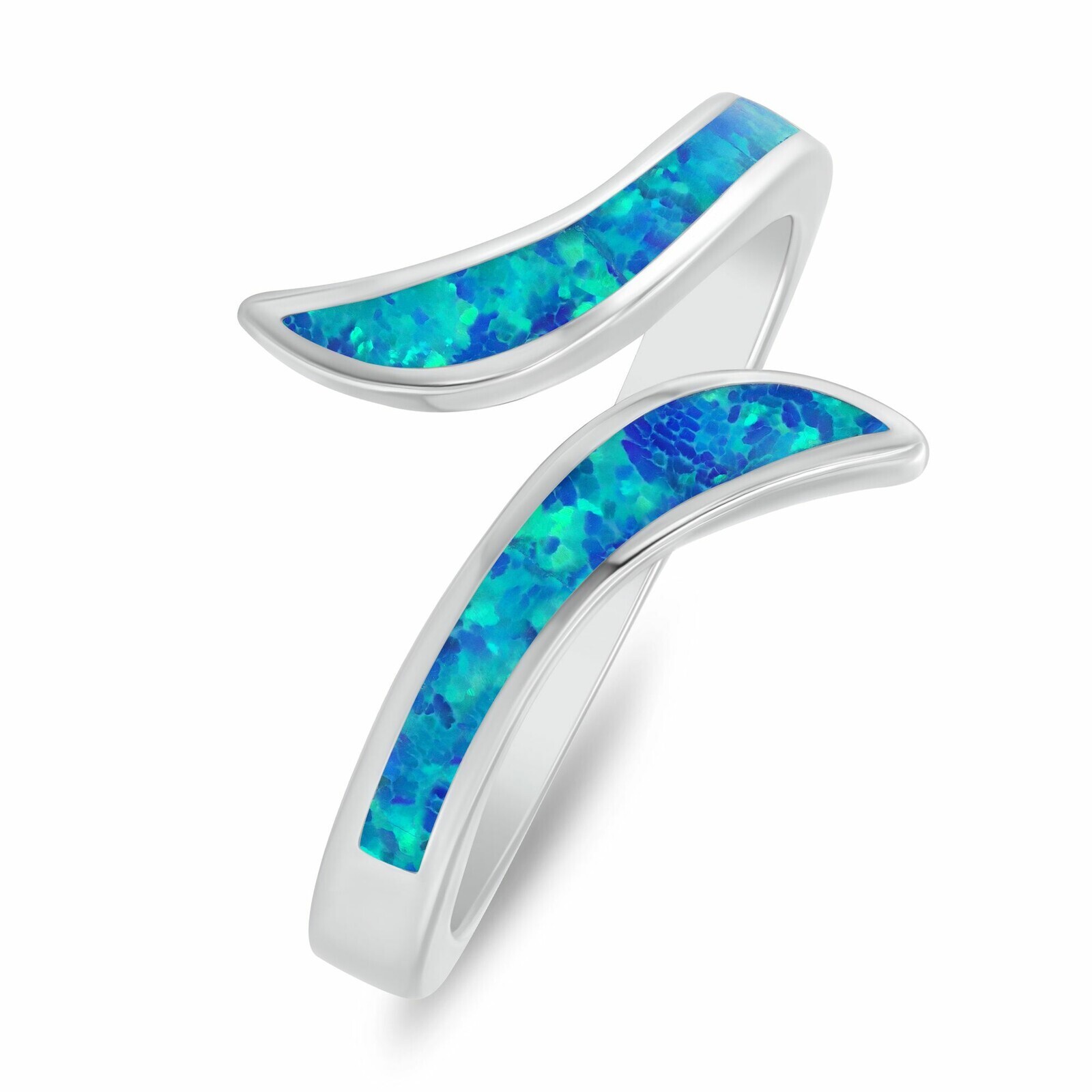 Brilio Silver Stříbrný otevřený prsten se syntetickým opálem RI155WB 50 mm