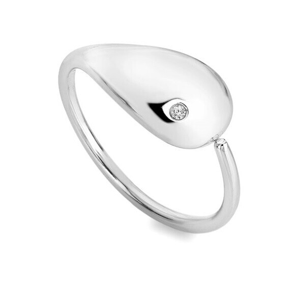 Hot Diamonds Elegantní stříbrný prsten s diamantem Tide DR281 60 mm