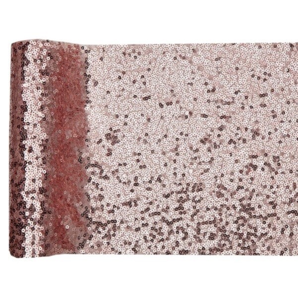 ŠERPA na stůl rose gold flitrová 19 x 300 cm