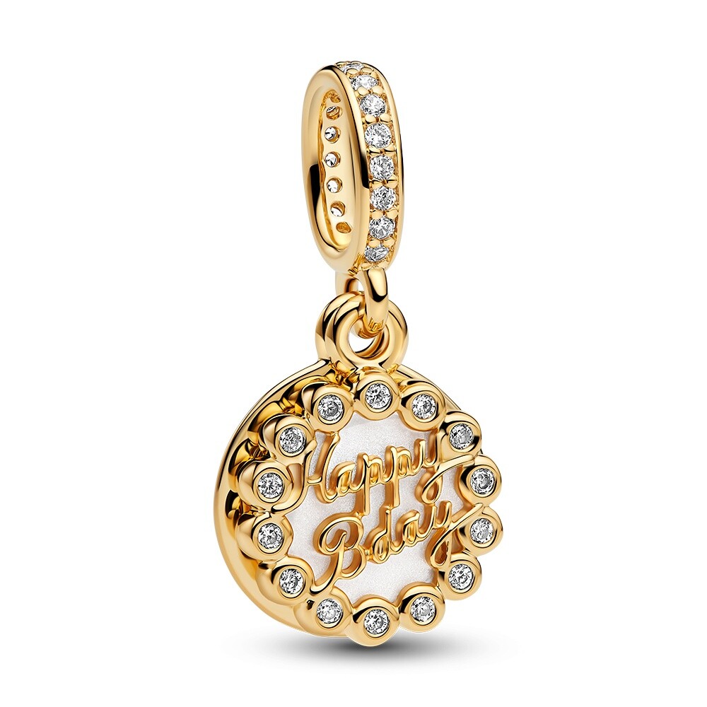 Pandora Pozlacený visací přívěsek Narozeninový dort Shine 763787C01