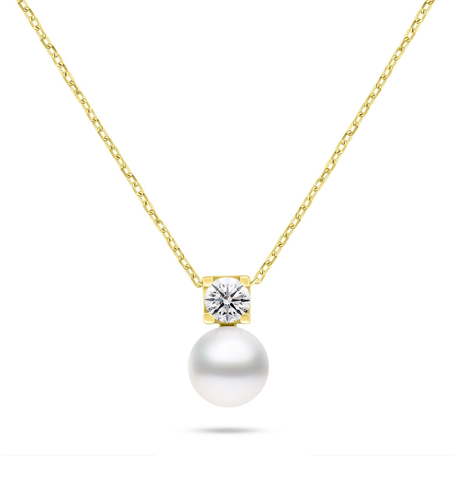 Brilio Silver Pozlacený náhrdelník s pravou perlou a kubickým zirkonem NCL212Y