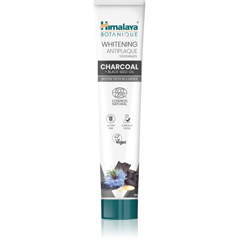 Himalaya Herbals Whitening Antiplaque Charcoal + Black Seed Oil bělicí zubní pasta s aktivním uhlím 75 ml