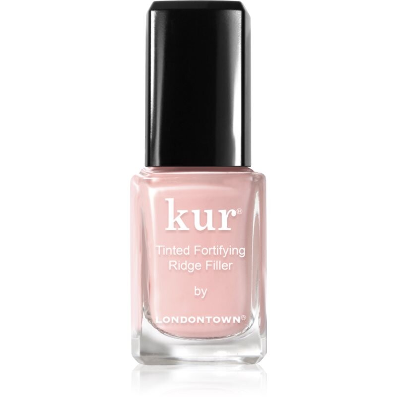 LONDONTOWN Kur Tinted Fortifying Ridge Filler vyhlazující podkladový lak na nehty pro suché a křehké nehty odstín Petal Pink 12 ml