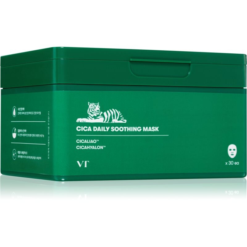 VT Cosmetic Cica Daily Soothing Mask intenzivně hydratační pleťová maska se zklidňujícím účinkem velké balení 30 ks