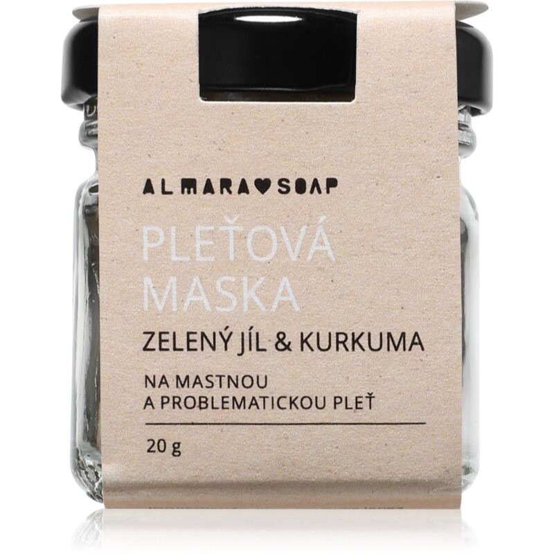 Almara Soap Face čisticí pleťová maska pro mastnou a problematickou pleť Green clay & turmeric 20 g