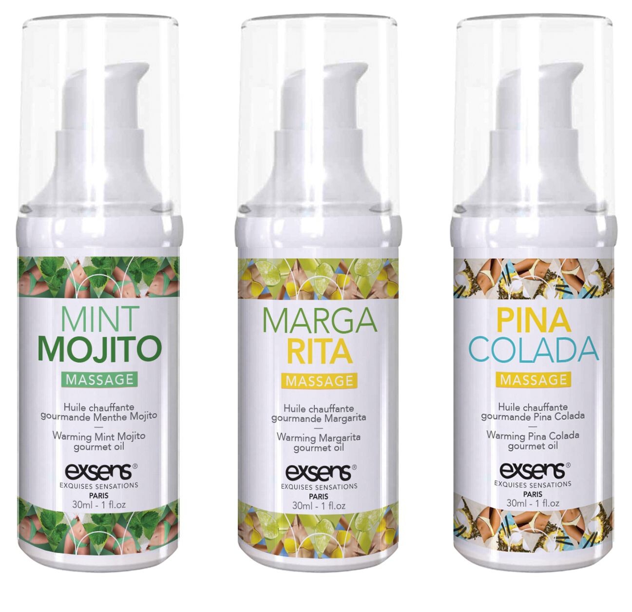 Exsens Sada hřejivých intimních masážních olejů Let's Celebrate! - Exsens (3 x 30 ml)