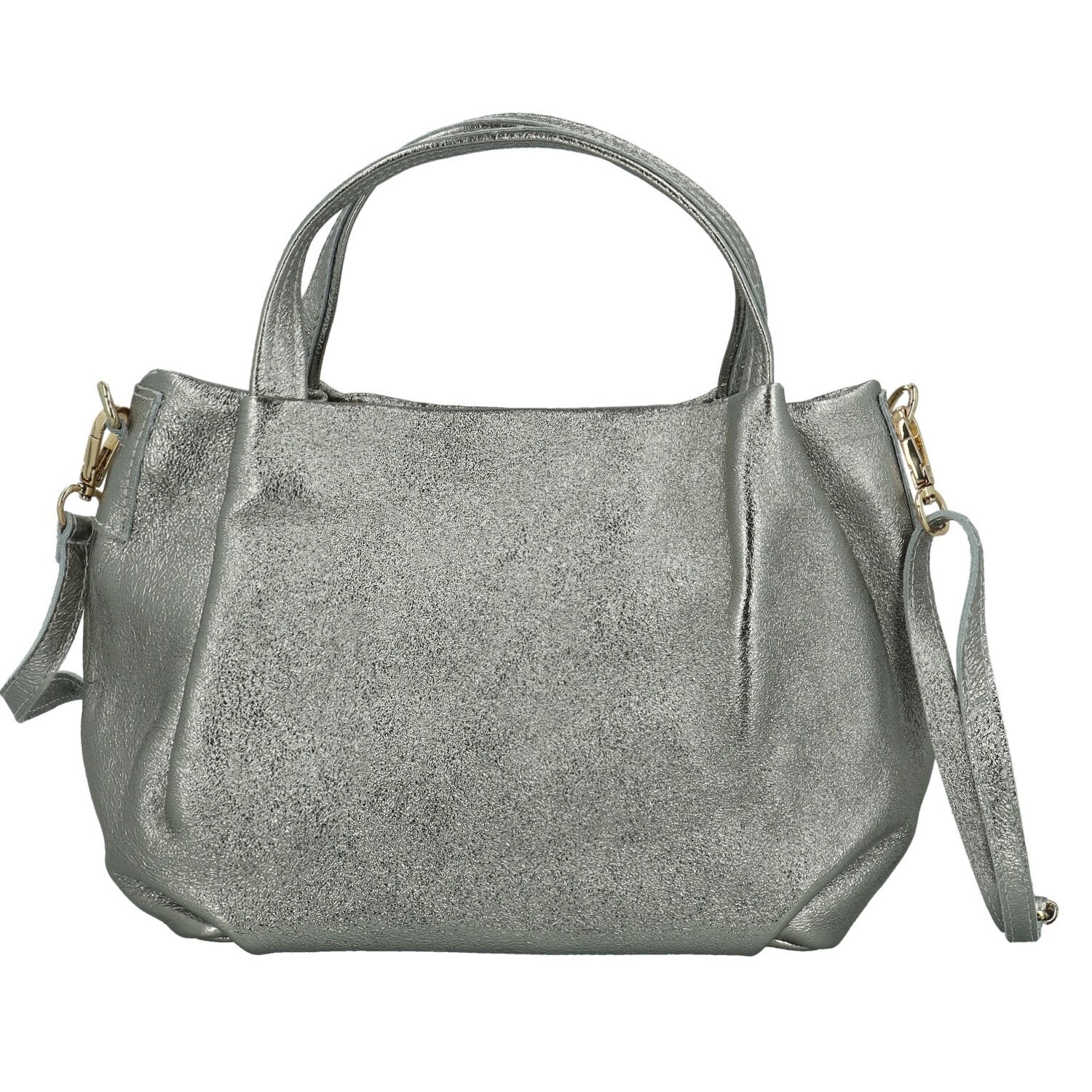 Luxusní dámská kožená kabelka do ruky Lavia, stříbrná