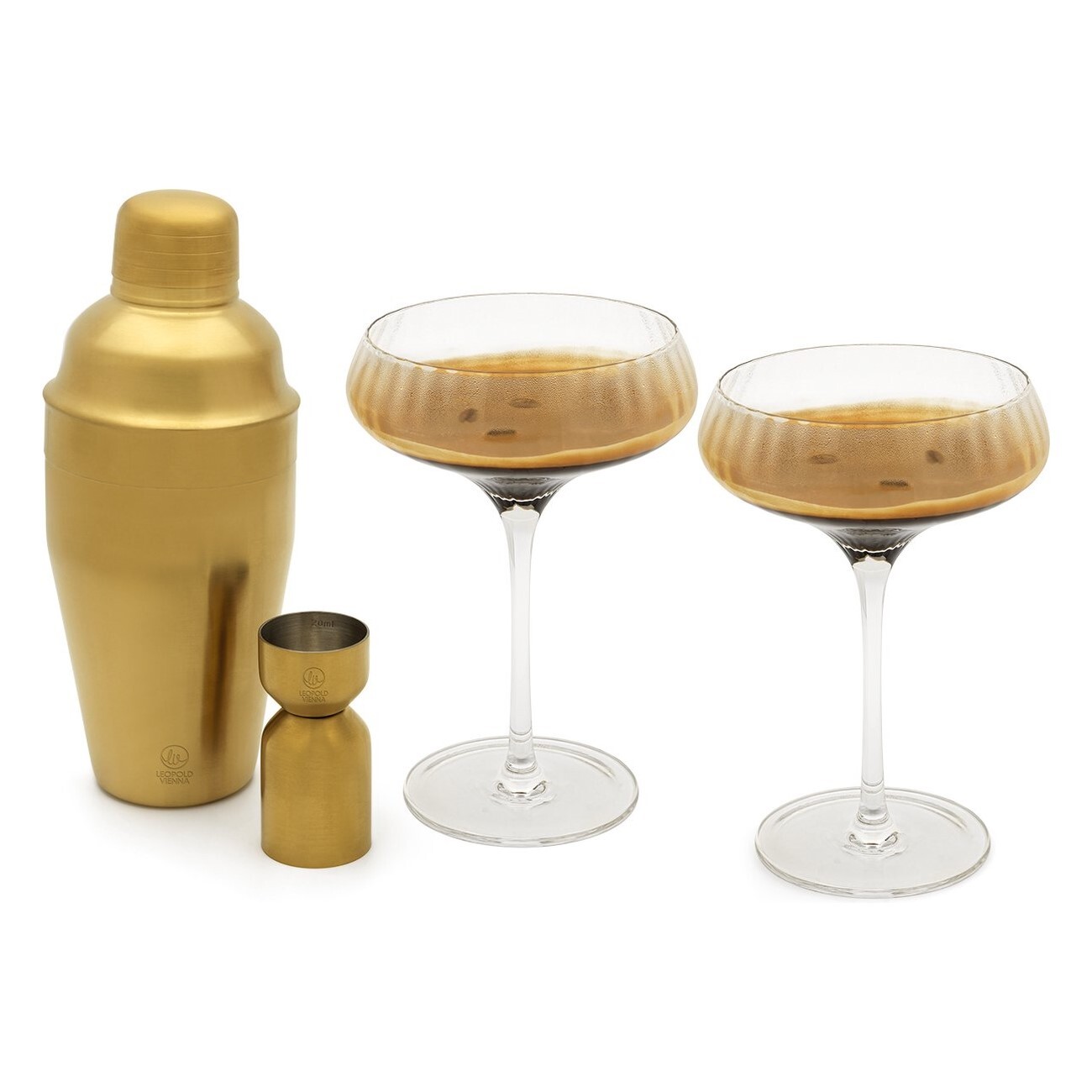 Barmanský set ARINTO, sada 4 ks, zlatá, sklo / nerezová ocel, Leopold Vienna