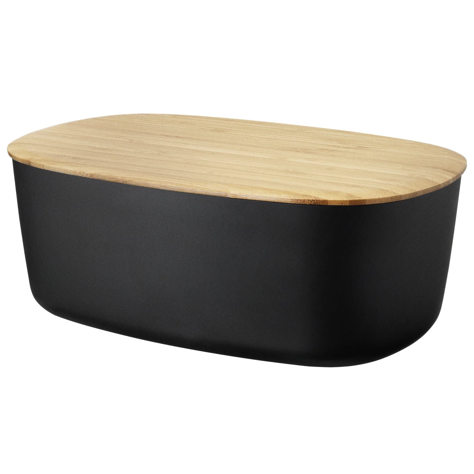 Chlebník BOX-IT 34 cm, černá, plast / bambus, RIG-TIG