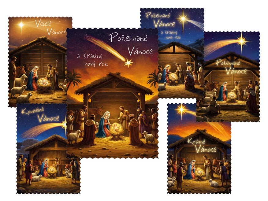 MFP 1240887 Pohlednice vánoční 182 E výsek+UV+glitr