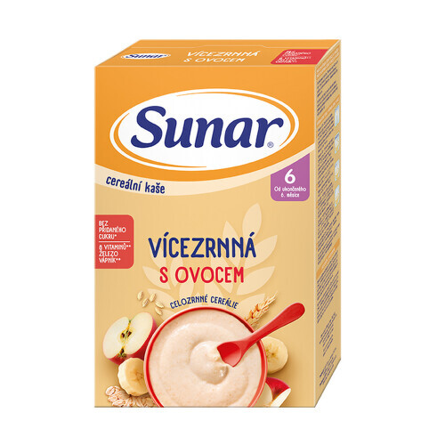 Sunar Cereální kaše vícezrnná s ovocem od ukončení 6. měsíce 210g
