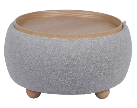 Kulatý taburet měnitelný na stolek Tiziano, světle šedá látka