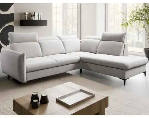 Rohová sedačka Glow, světle šedá látka, pravý roh