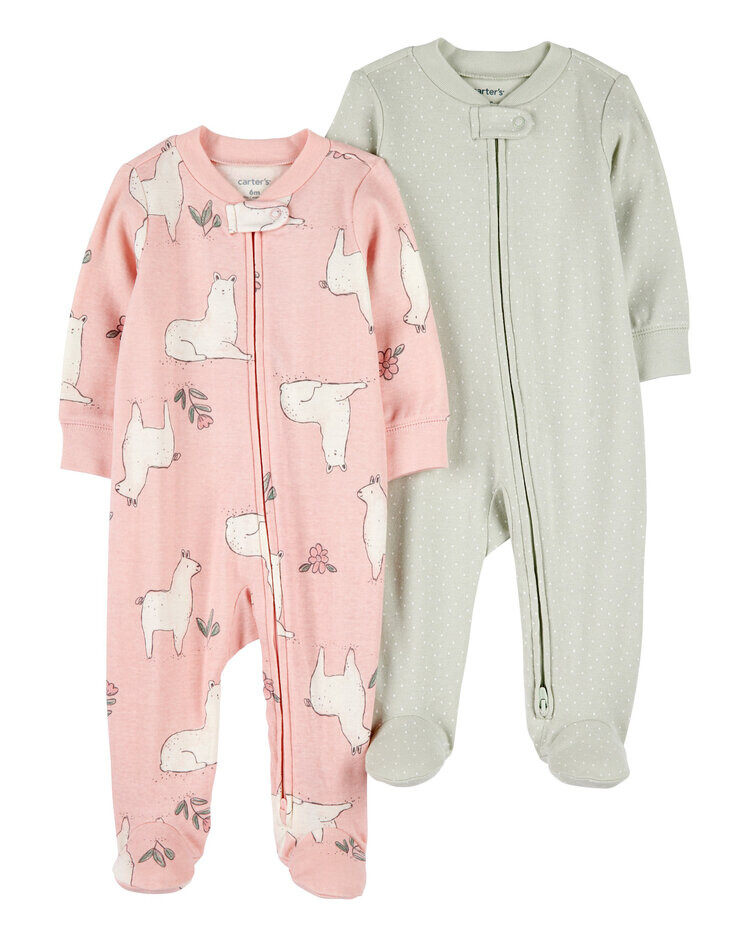 CARTER'S Overal na zips Sleep&Play Pink Lama holka 2ks 9m/ vel.74