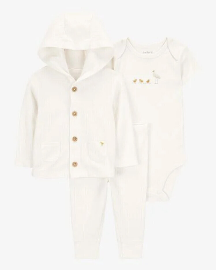 CARTER'S Set 3dílný body kr. rukáv, mikina, kalhoty Ivory neutral NB, vel. 56