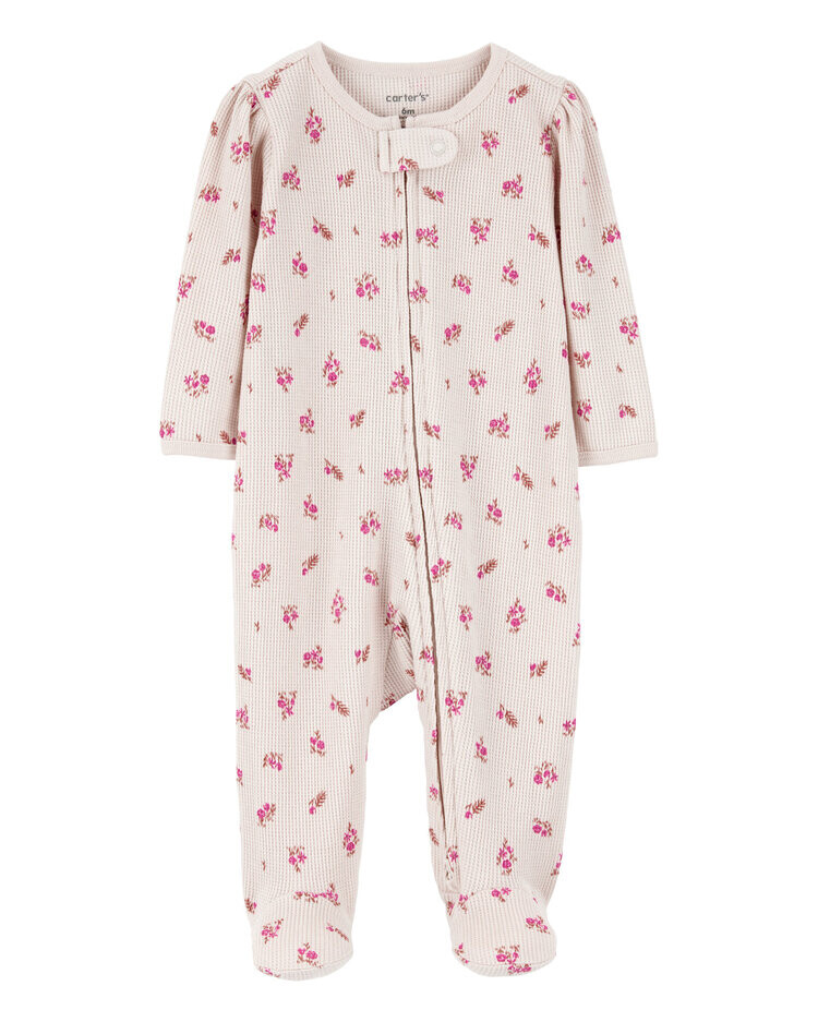 CARTER'S Overal na zips Sleep&Play Khaki Thermal Floral holka 6m/ vel.68
