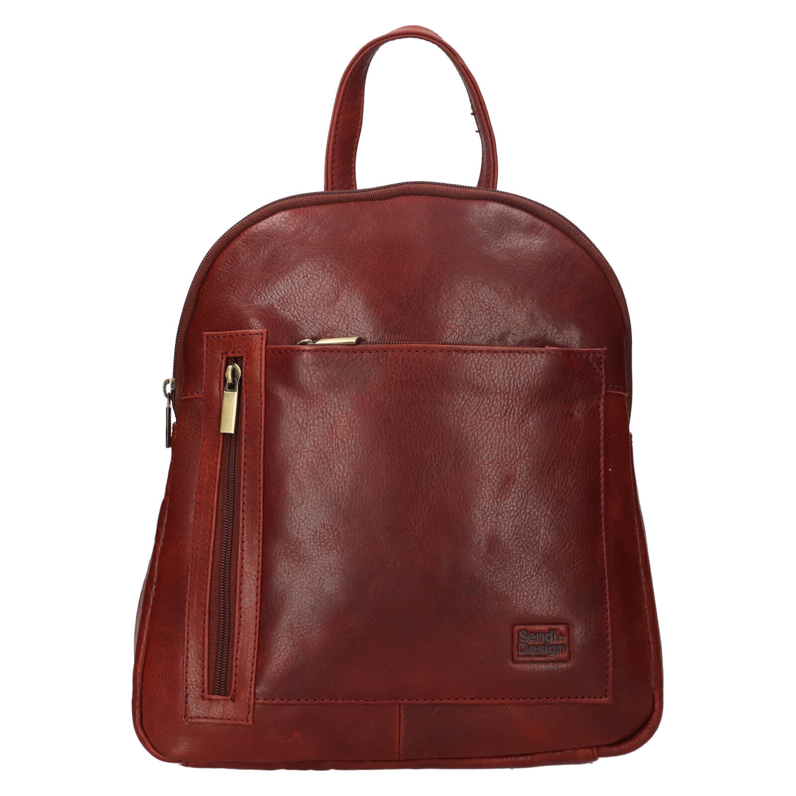 Kožený dámský batoh SendiDesign Karla - koňak