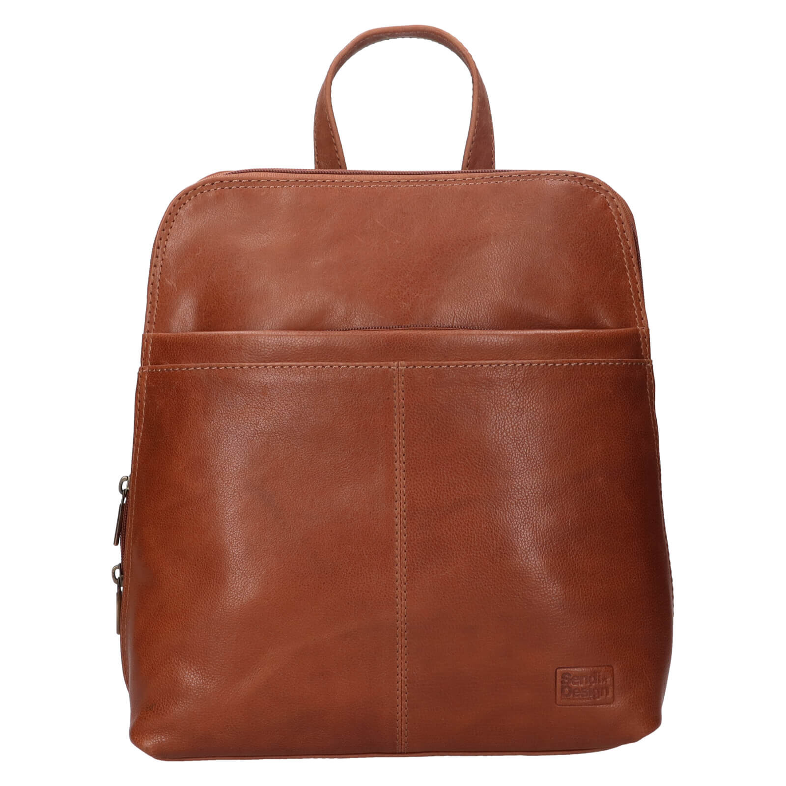 Kožený dámský batoh SendiDesign Valeria - koňak