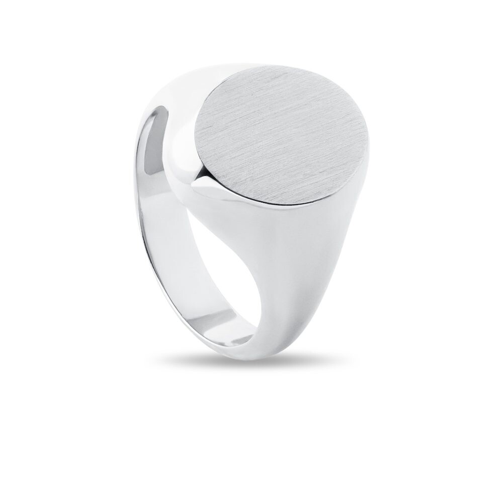 Pečetní prsten na malíček z bílého 14k zlata KLENOTA