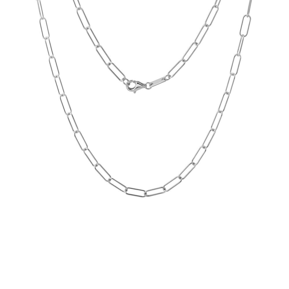 Řetízek typu Paperclip z bílého zlata v délce 42 cm KLENOTA