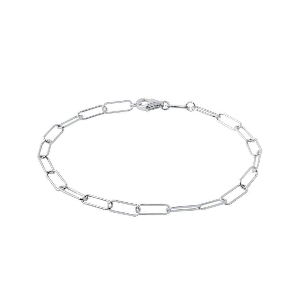 Náramek typu Paperclip v bílém 14k zlatě KLENOTA