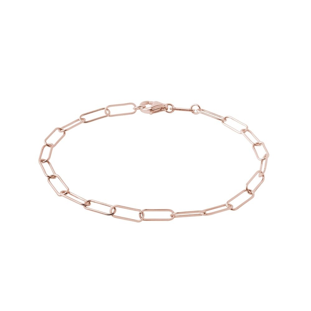 Náramek typu Paperclip v růžovém 14k zlatě KLENOTA