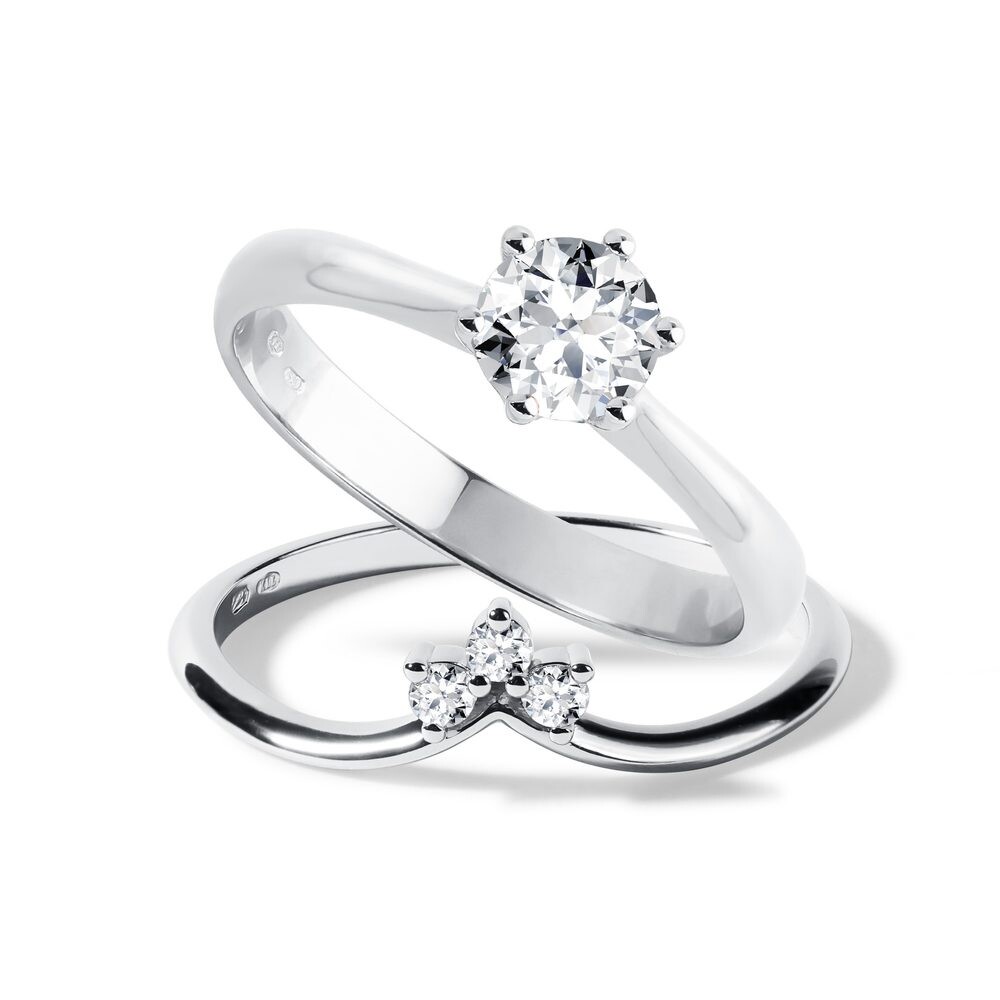 Set prstenů s lab grown diamantem v bílém zlatě KLENOTA