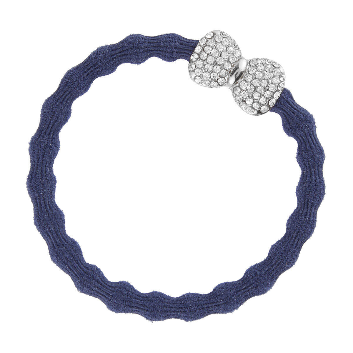 By Eloise London Silver Bling Diamanté Bow Navy Blue náramek / gumička do vlasů odstín navy blue pro ženy