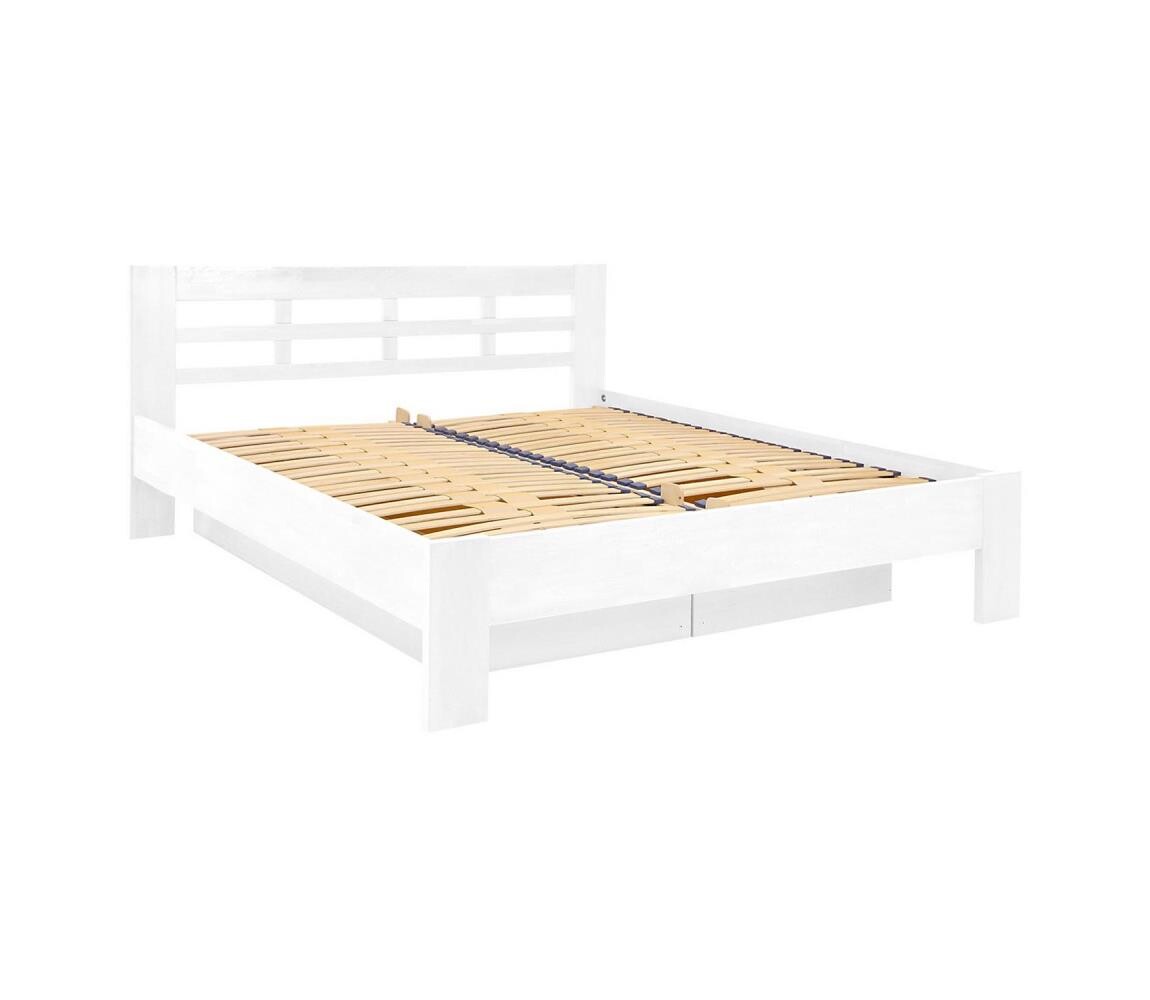 Dvojlůžková postel z masivu s úložným prostorem ANGELA 180x200 cm bílá