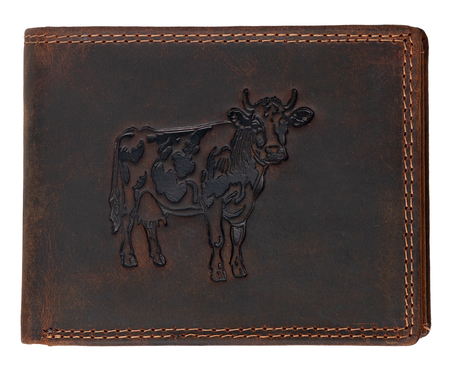 WILD Kožená peněženka - Kráva - hnědá