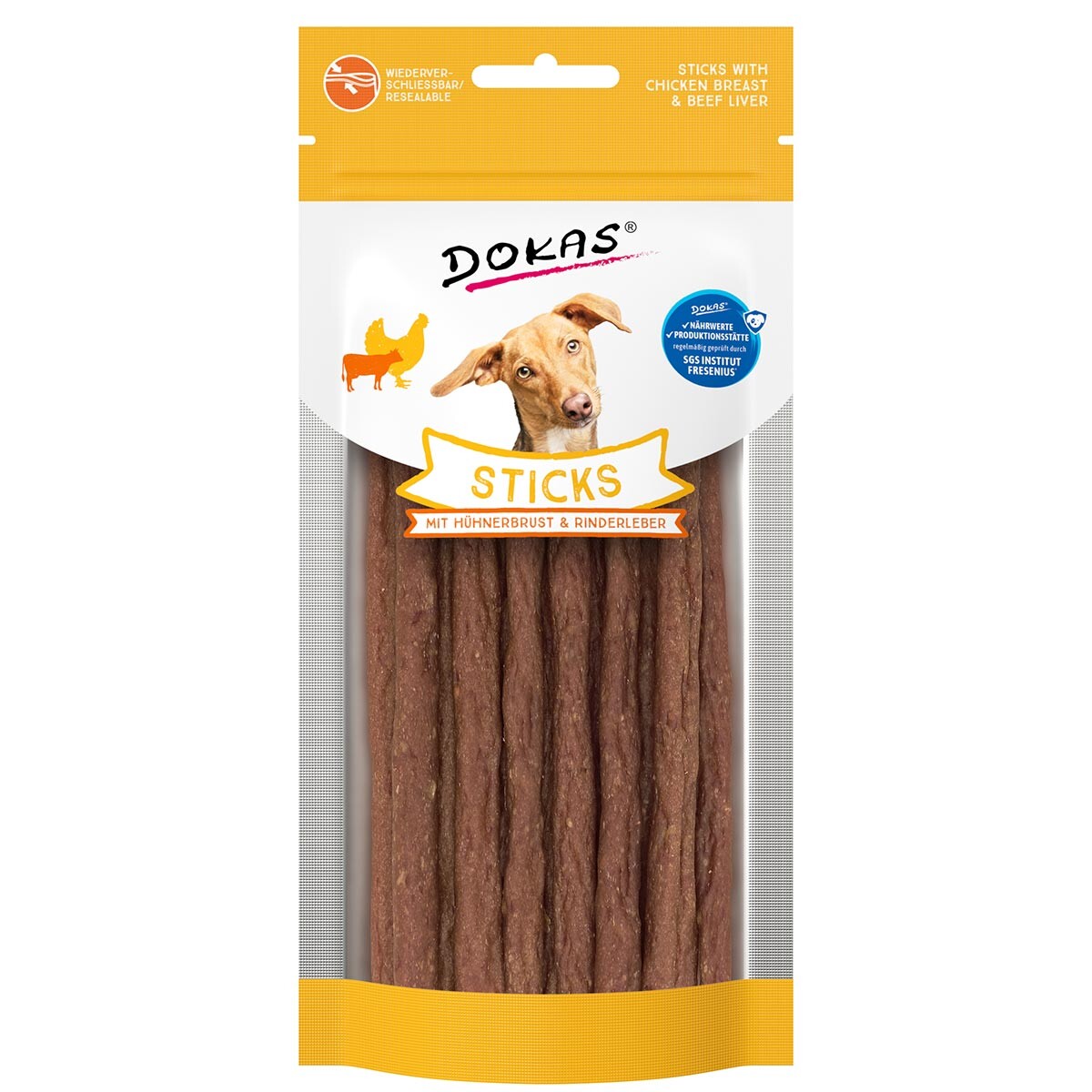 Dokas Sticks - s kuřecími prsy a hovězími játry (60 g)