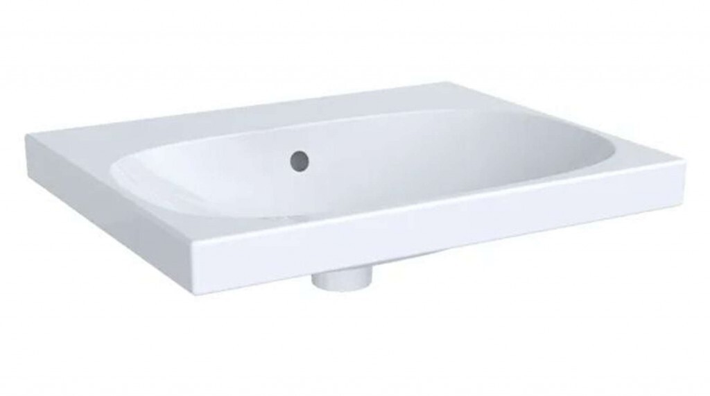 GEBERIT Acanto Umyvadlo 60x48 cm, s přepadem, bez otvoru pro baterii, bílá 504.620.01.1