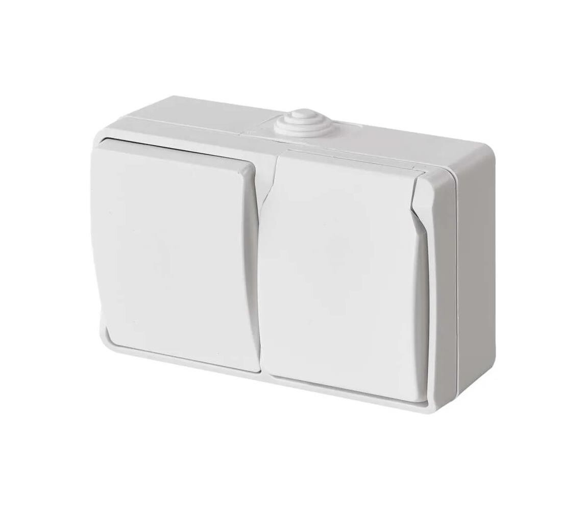 Spínač domovní střídavý č. 6 se zásuvkou 250V/16A IP44 bílá