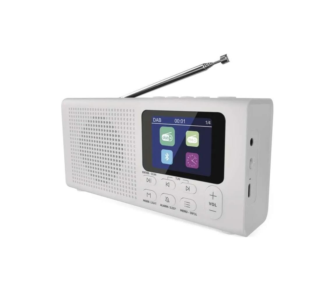 Rádio DAB DAB+ FM 3W/5V/4xAA bílá