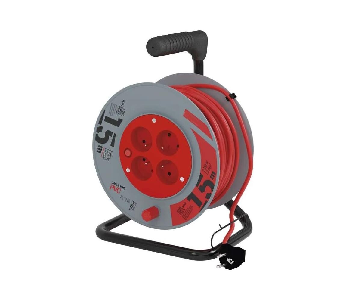 Prodlužovací kabel na bubnu 4Z 15m červená/šedá