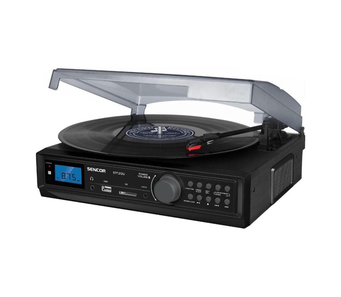 Sencor Sencor - Gramofon s USB/SD/FM 8W/230V + dálkové ovládání